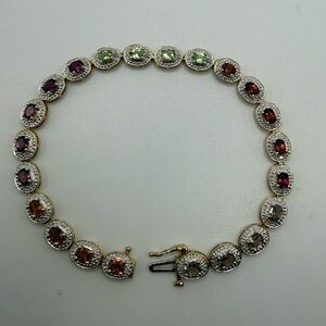 💎 14K Multi-Gemstone Gold Tennis Bracelet 7.25”